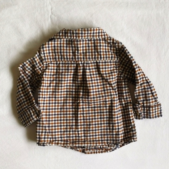 carter's cotton gingham collared button down shirt 12 months baby boy - Picture 4 of 4